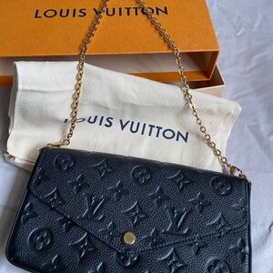 Brand New Louis Vuitton M82477 Félicie Pochette Black Monogram Empreinte Leather